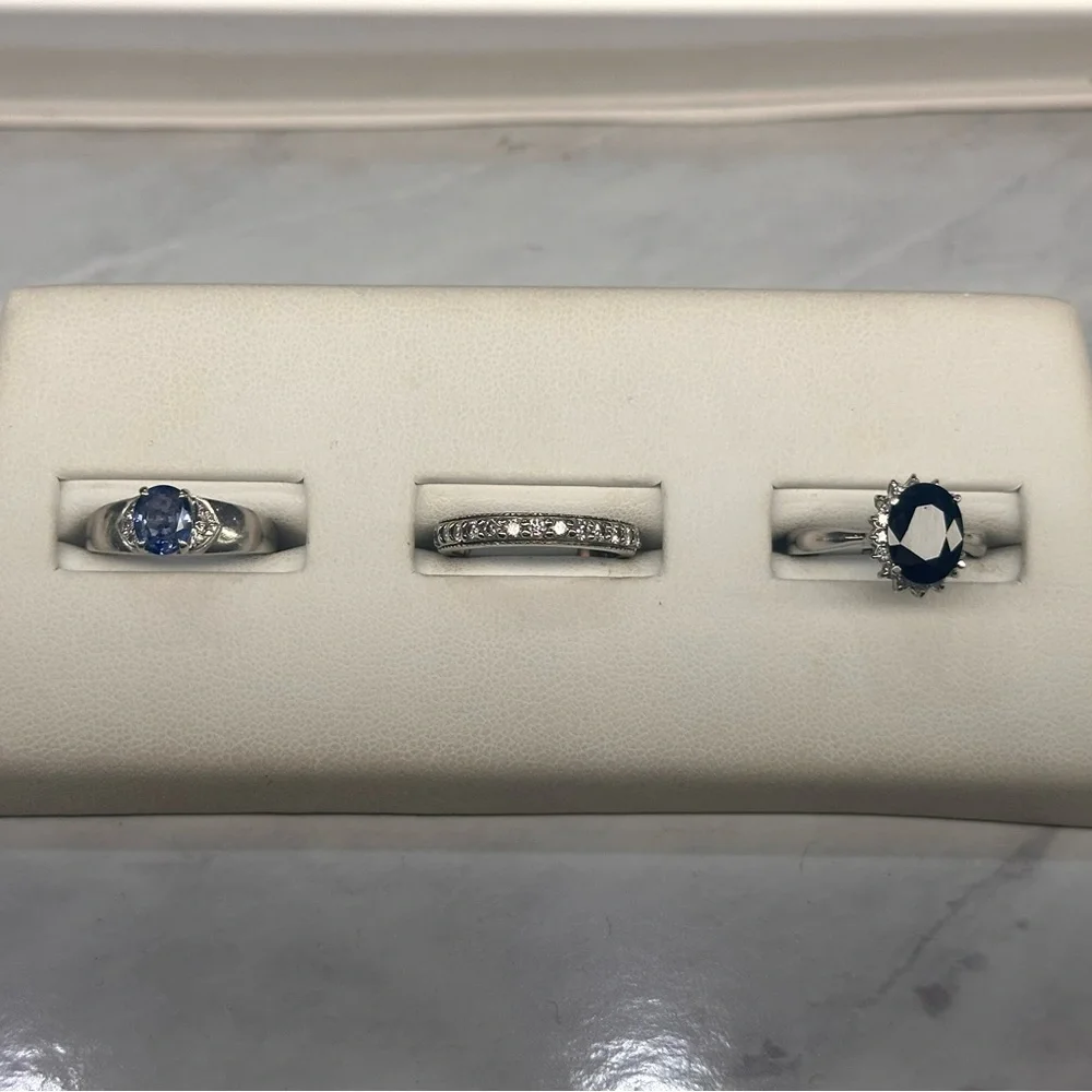 4.5ct Natural Blue Sapphire w White Diamond Halo Princess Diana Engagement Ring